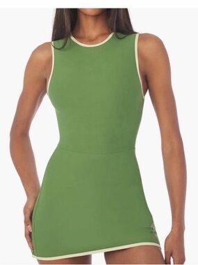 WeWoreWhat Olive Green Mini Dress with Cream Trim